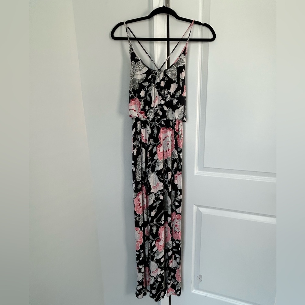 LOFT Black and Pink Strappy Dress